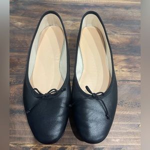 Jcrew black leather ballet shoe